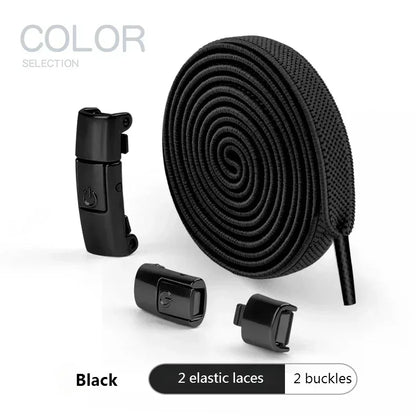 No Tie Press Lock Shoelaces – 8MM Elastic Flat Shoe Laces for Sneakers, Kids & Adults
