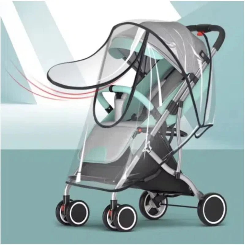 Universal Stroller Rain Cover – Waterproof, Dustproof, Transparent Weather Shield for Baby Prams