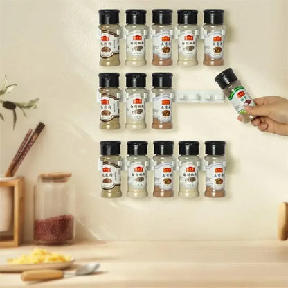 2pcs Grey Plastic Kitchen Jar Rack – Wall-Mounted Adhesive Seasoning & Spice Bottle Holder