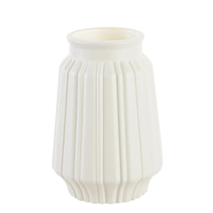 White Imitation Ceramic Plastic Vase – Nordic Decorative Flower Pot for Home, Wedding, or Table Centerpiece
