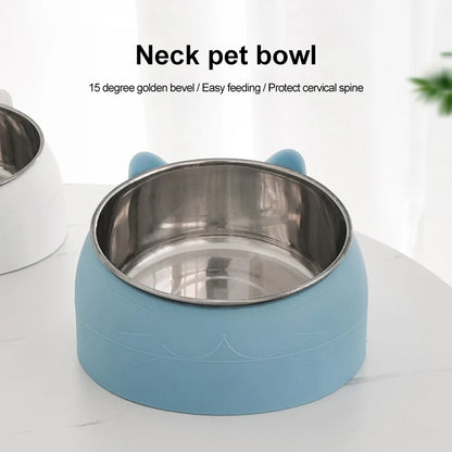 Stainless Steel Inclined Pet Feeding Bowl – Creative Cat & Dog Food and Water Feeder