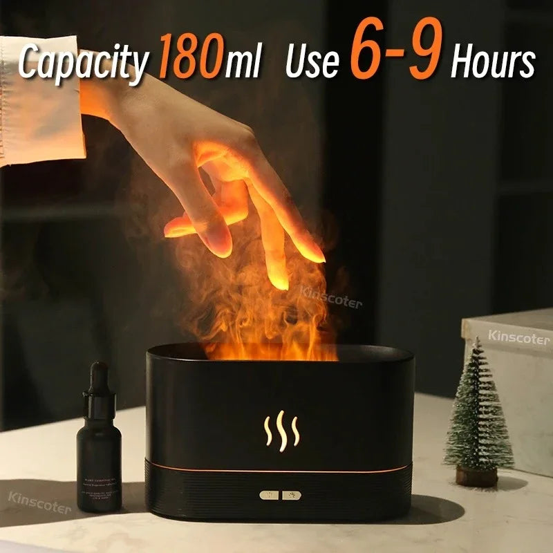 LED Ultrasonic Flame Diffuser – Color-Changing Essential Oil Lamp with Humidifier