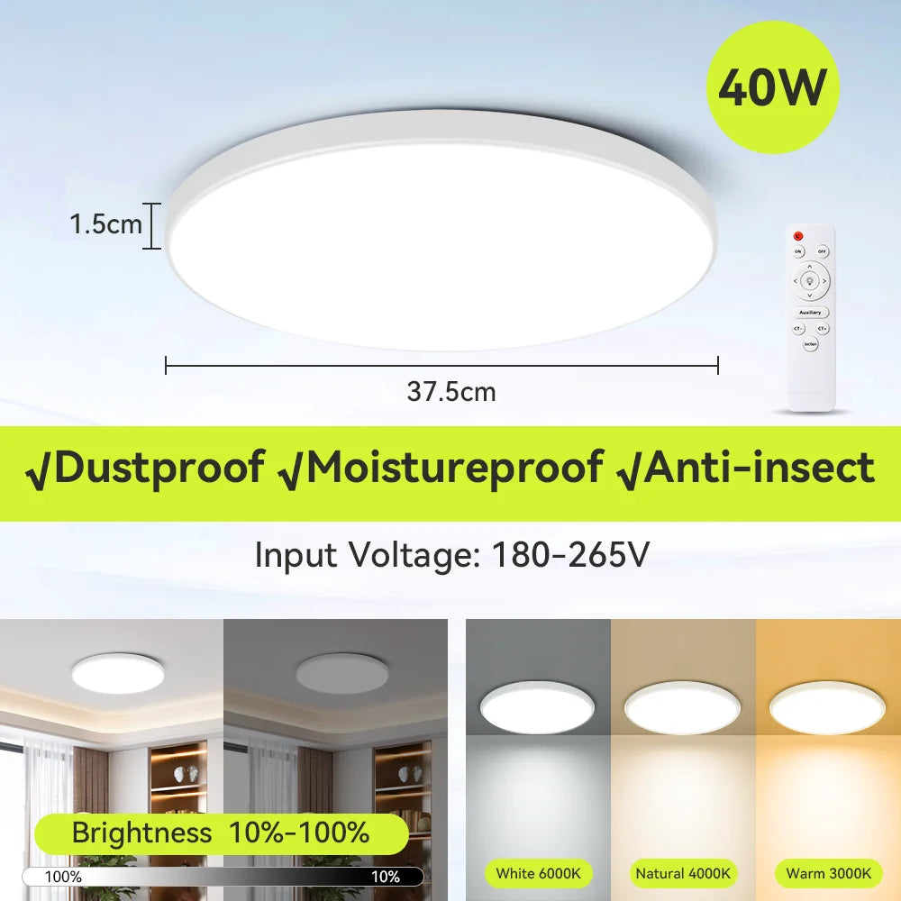 Remote Control Ceiling Lamp – Dimmable LED Chandelier Lighting for Living Room, Bedroom & Kitchen