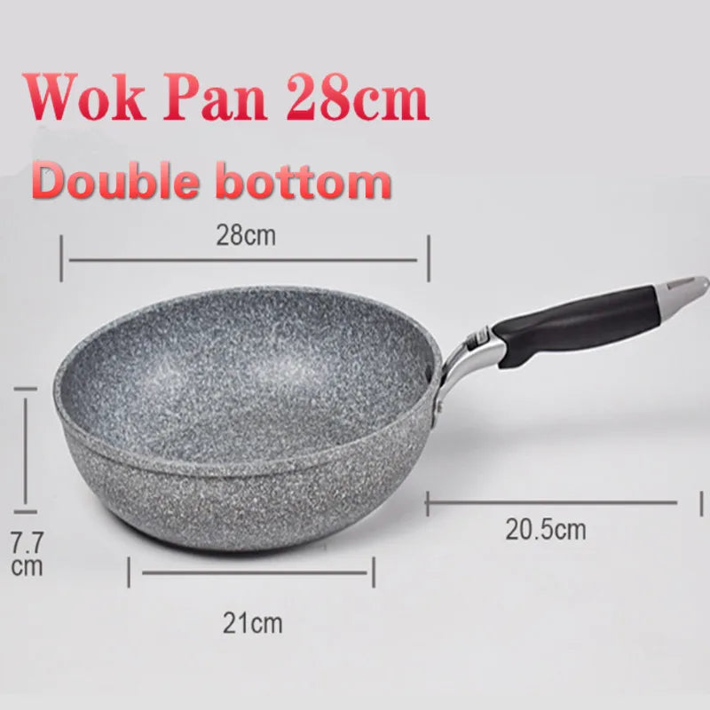 Non-Stick Stone Frying Wok Pan – Ceramic Skillet for Induction & Gas Stove, 20–28CM Sizes