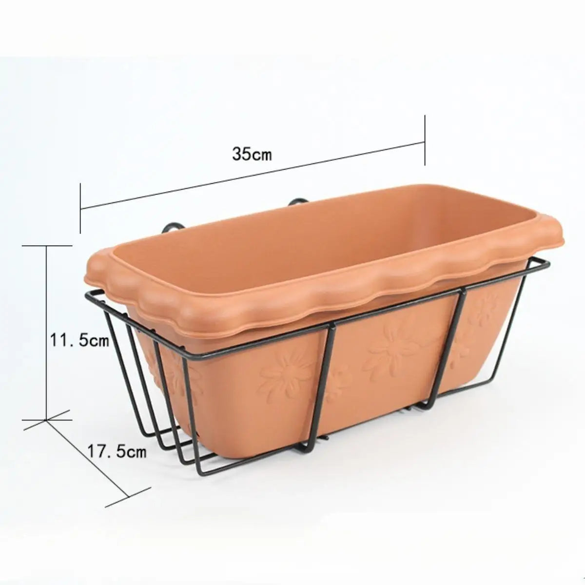 Balcony Railing Hanging Planter – 6L Plastic Window Box with Tray & Rack