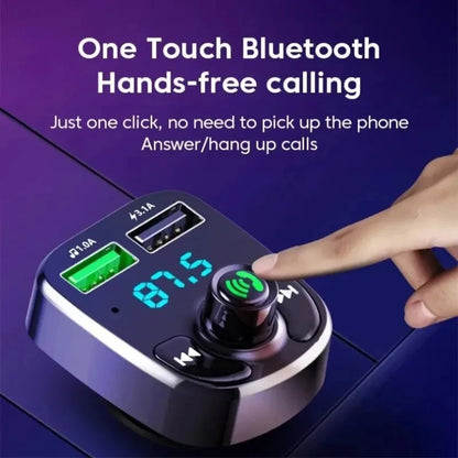 XIKCU Bluetooth-compaitable 5.0 LED MP3 Car Bluetooth FM Hands-Free Transmitter 3.1A QC3.0 PD Type C Dual USB Car Charger