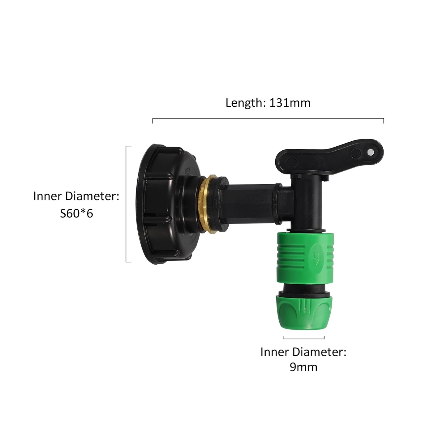 S60x6 IBC Tank Tap Connector – Coarse Thread Water Coupling Adapter for 1/2'' & 3/4'' Garden Hose Fittings (Fits 1000L Tanks)
