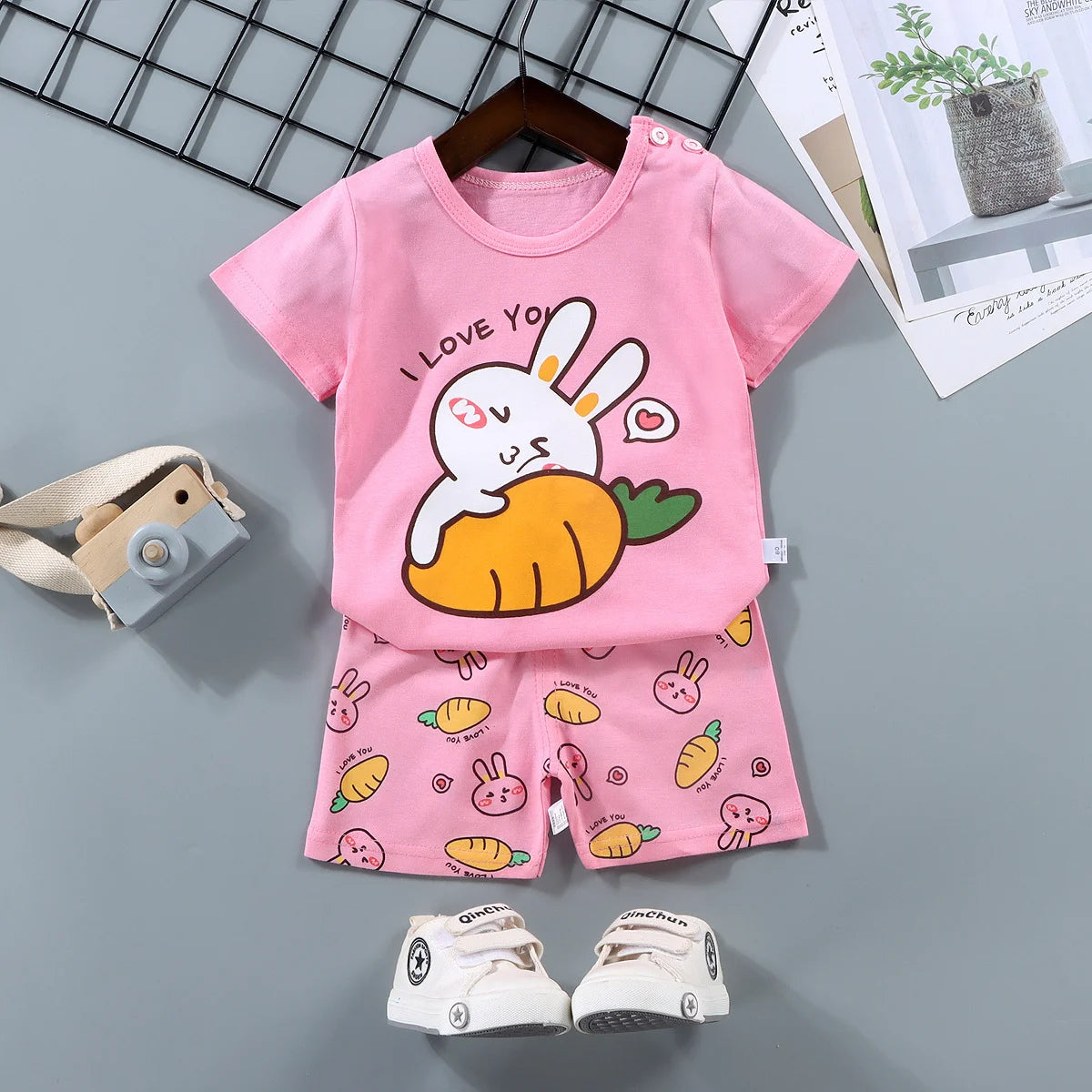 100% Cotton Toddler Outfit Set – Soft Summer T-Shirt & Shorts 2PCS for Boys and Girls (Ages 1–7 Years)