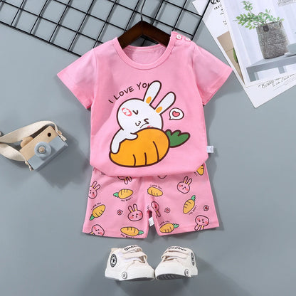 100% Cotton Toddler Outfit Set – Soft Summer T-Shirt & Shorts 2PCS for Boys and Girls (Ages 1–7 Years)