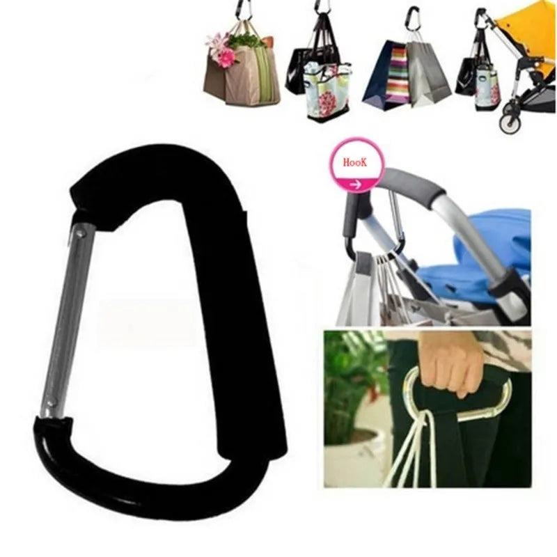 Large Carabiner Stroller Hook Organizer – Aluminum D-Ring Clip for Bags & Purses