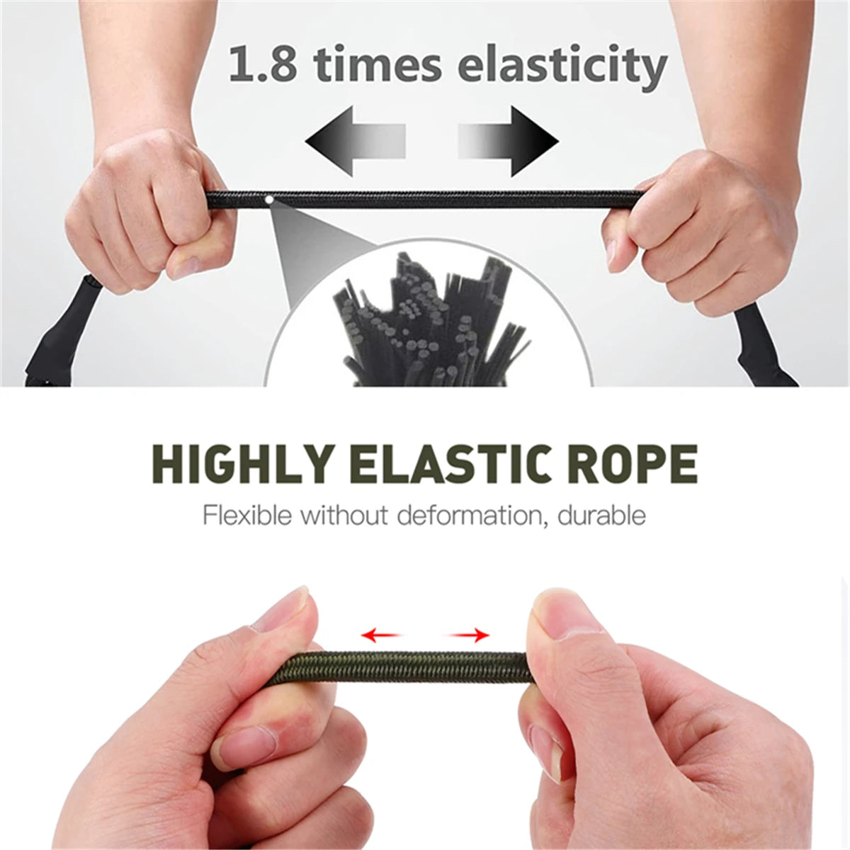 Heavy Duty Bungee Cord with Carabiner – Elastic Tie Strap for Camping, Luggage & Gear Securing