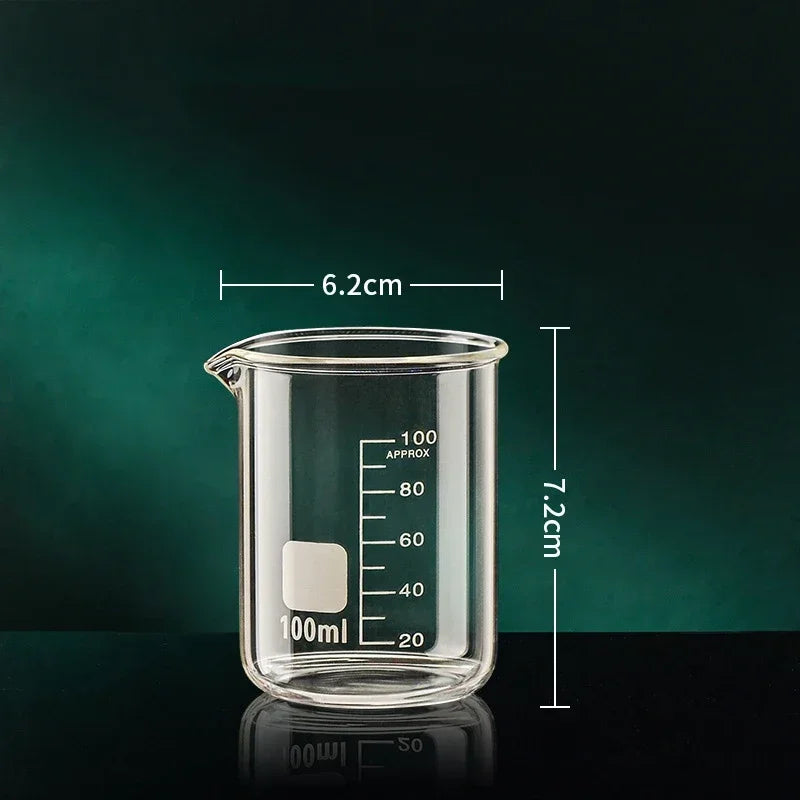 High Borosilicate Glass Measuring Cup – Clear Beaker with Scale for Kitchen Baking or Lab Use (50ml–1000ml)