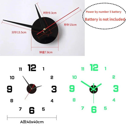 DIY Luminous 3D Wall Clock – Frameless Digital Clock for Modern Living Room & Bedroom Decor
