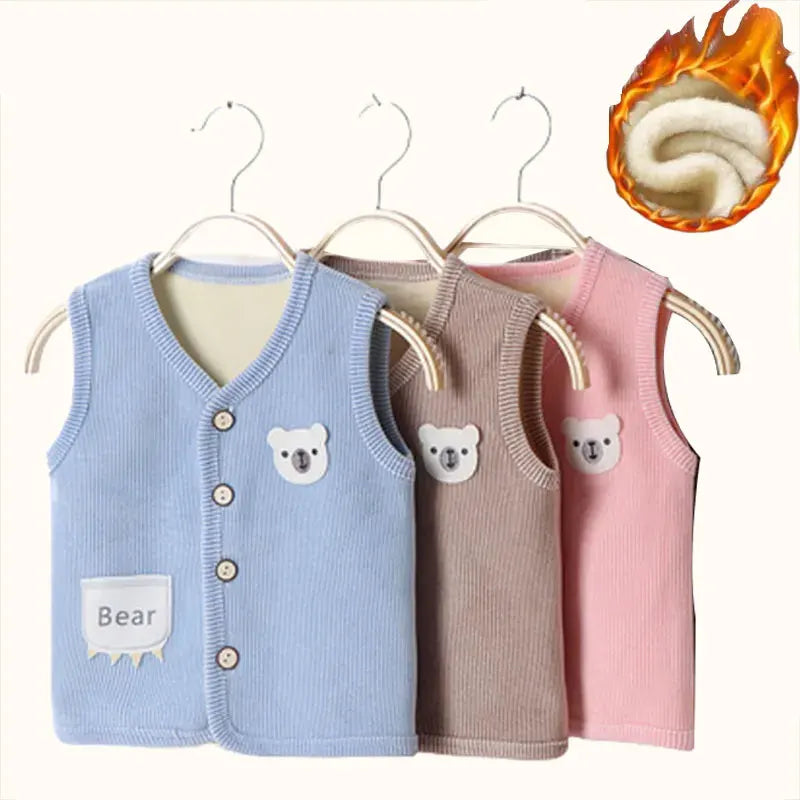 Kids Velvet-Lined Winter Vest – Thicken Warm Waistcoat Jacket for Boys & Girls (9M–7Y)