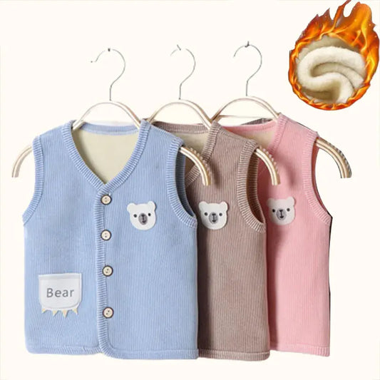 Kids Velvet-Lined Winter Vest – Thicken Warm Waistcoat Jacket for Boys & Girls (9M–7Y)