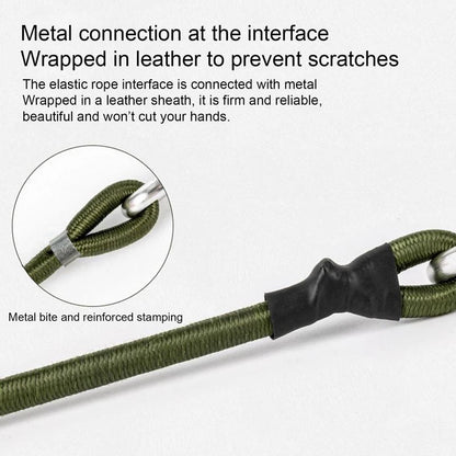 Adjustable Heavy-Duty Bungee Cord with Carabiner – 30–120cm Elastic Tie Strap for Luggage, Kayak, and Camping