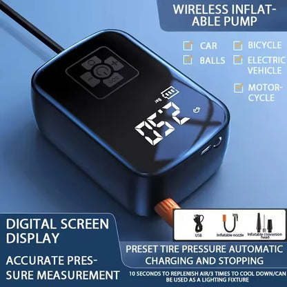 LEIBOO Wired/Wireless Electric Air Pump – Portable Tire Inflator for Cars, Motorcycles & Bicycles