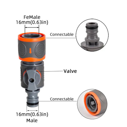 1/2" 3/4" 1 Inch Garden Hose Quick Connector Stopwater Connector Garden Tap Water Gun Coupler Watering Pipe Fitting