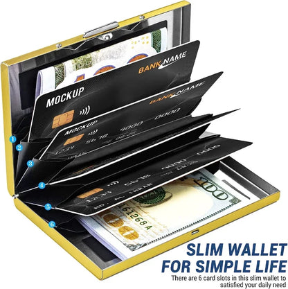 Anti-Scan RFID Blocking Aluminum Metal Card Holder – Slim Wallet for Business and Travel