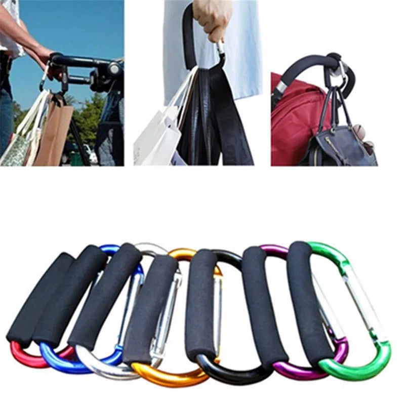 Large Carabiner Stroller Hook Organizer – Aluminum D-Ring Clip for Bags & Purses