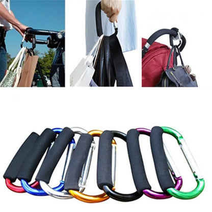 Large Carabiner Stroller Hook Organizer – Aluminum D-Ring Clip for Bags & Purses