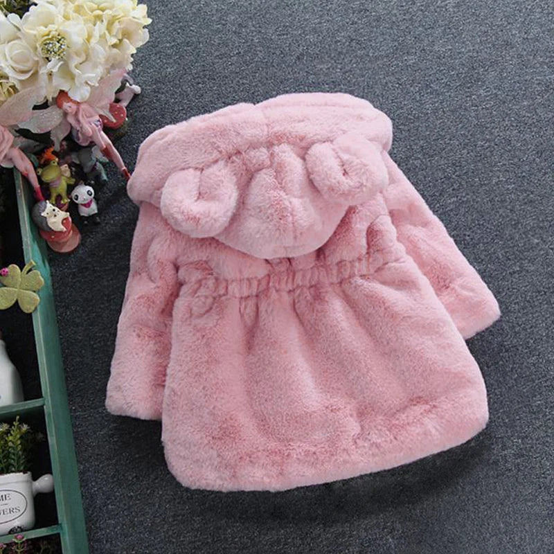 Faux Fur Winter Jacket – Thick Hooded Coat for Baby Girls & Toddlers