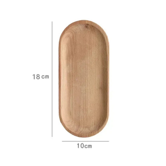 Japanese Style Wooden Oval Serving Tray – Food Plate, Tea Cup Saucer, Fruit Plate & Decorative Pallet