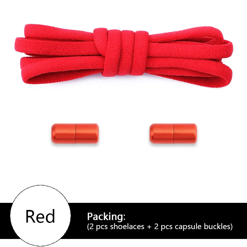 Colored Round No Tie Shoelaces – Elastic Lock Shoelaces with Matte Metal for Sneakers & Casual Shoes