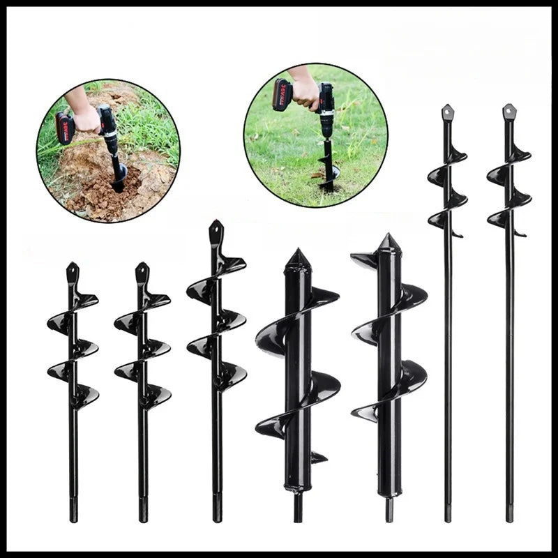 Steel Spiral Auger Drill Bit – High-Carbon Hole Digger for Planting & Soil Loosening