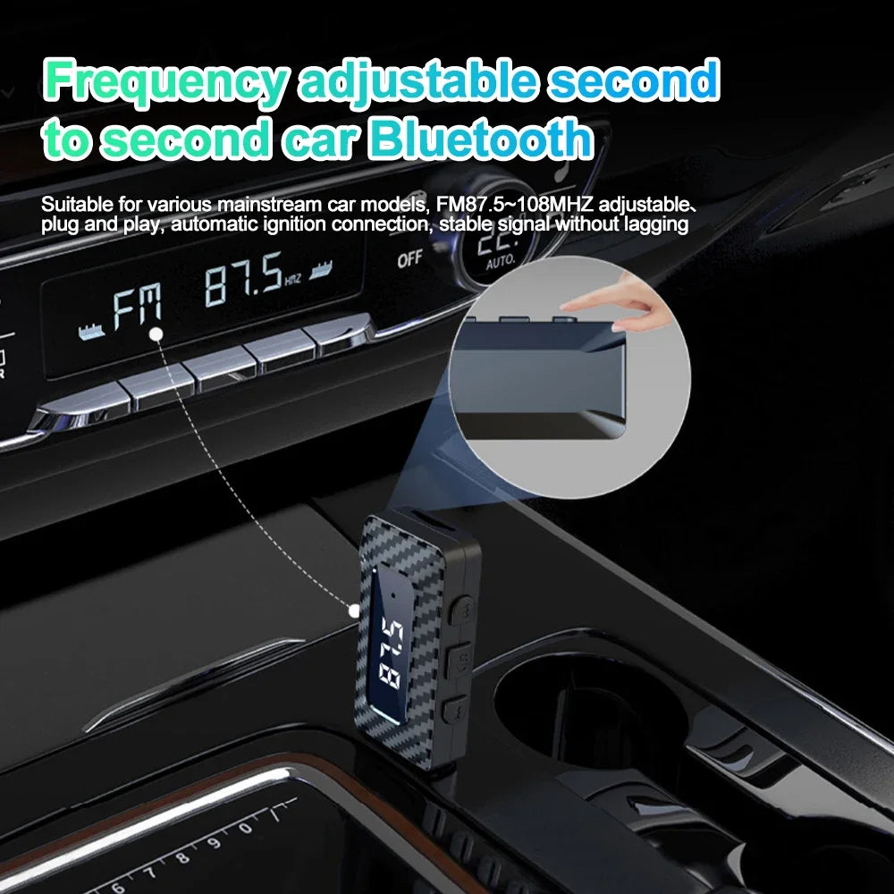 Car Bluetooth 5.3 FM Transmitter Receiver Handsfree Call Mini USB Wireless Adapter Auto Audio with LED Display For Car FM Radio
