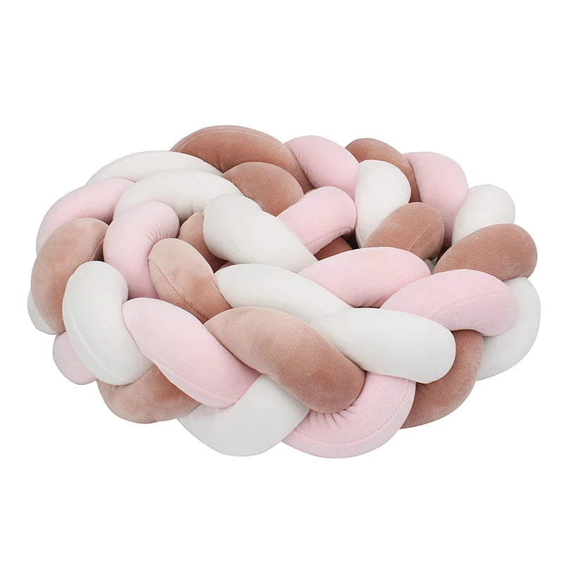 1–4M Braided Crib Bumper – Soft Baby Bed Protector Pillow for Infant Cradle & Nursery Decor