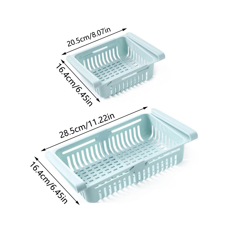 Multi-Functional Retractable Refrigerator Storage Basket – Partition Storage Rack & Kitchen Drain