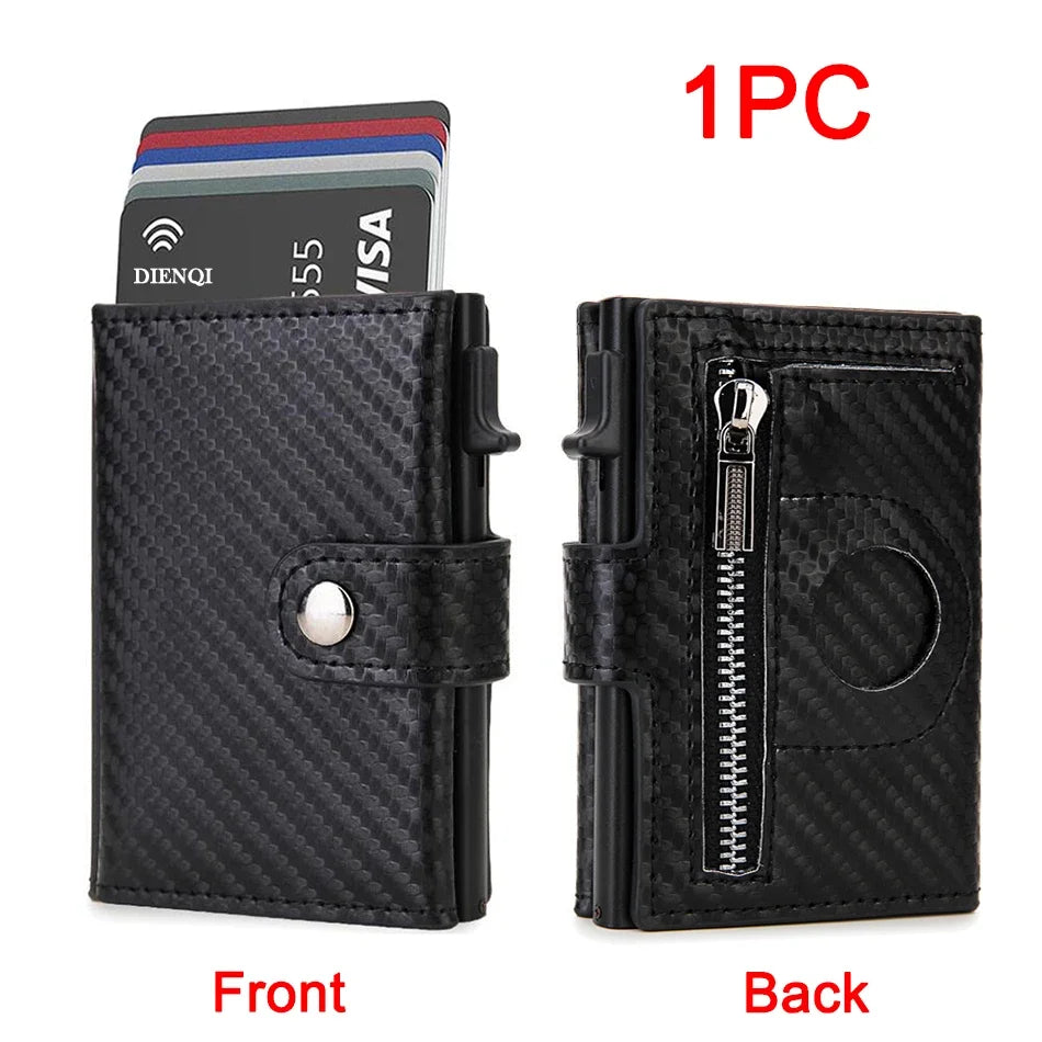 RFID Carbon Fiber Wallet with AirTag Pocket – Luxury Slim Credit Card Holder for Men
