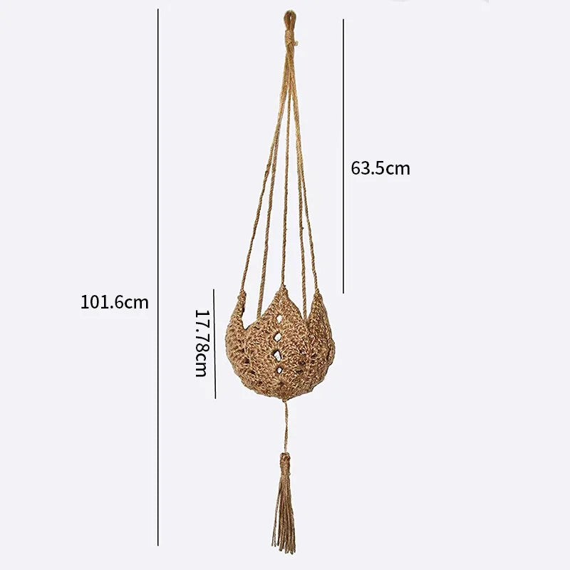 Hanging Basket Plant Handmade Macrame Plant Hanger Flower Pot Planter Hanger Wall Decor Courtyard Garden Hanging Planter