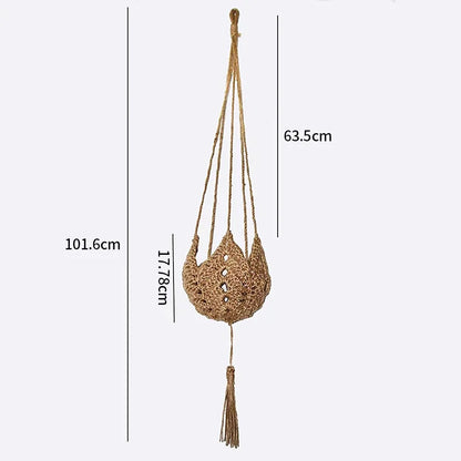 Hanging Basket Plant Handmade Macrame Plant Hanger Flower Pot Planter Hanger Wall Decor Courtyard Garden Hanging Planter
