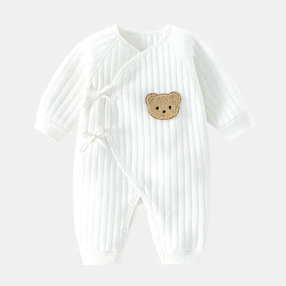 Newborn Boys Girls Cotton Bodysuit – Thickened Winter Onesie for Toddler Home Wear