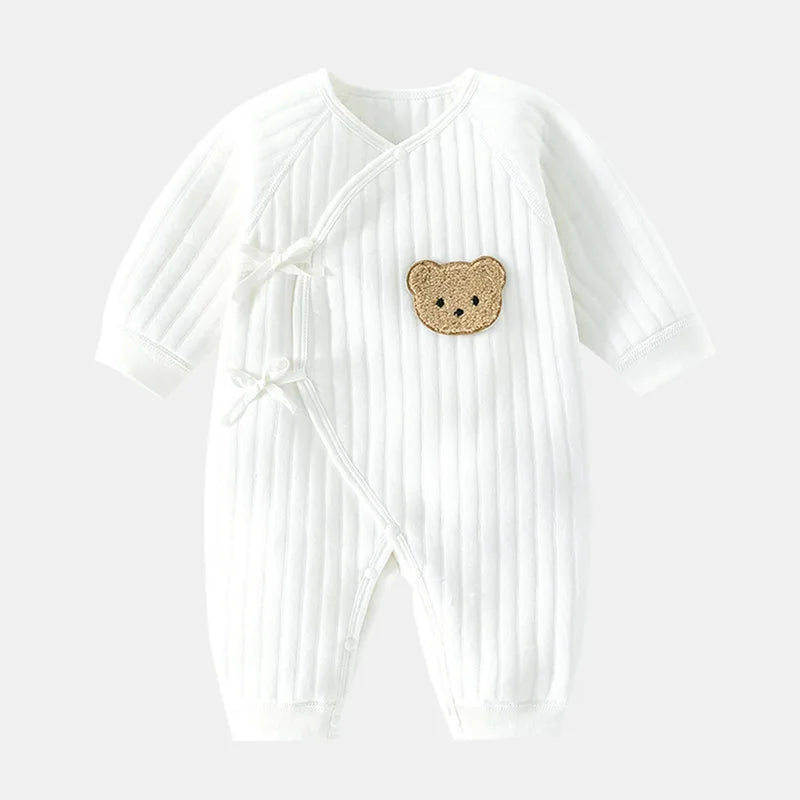 Newborn Boys Girls Cotton Bodysuit – Thickened Winter Onesie for Toddler Home Wear