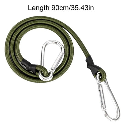 Adjustable Heavy-Duty Bungee Cord with Carabiner – 30–120cm Elastic Tie Strap for Luggage, Kayak, and Camping