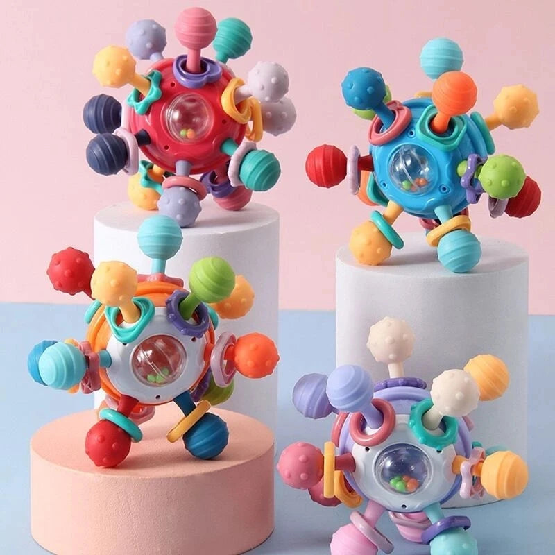 Montessori Baby Toys 0–12 Months – Silicone Sensory Rattle & Teething Toys for Infant Grasping and Development