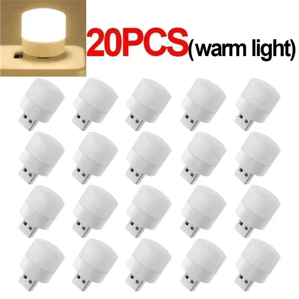 1/10Pcs Mini USB Night Light Warm White Eye Protection Book Reading Light USB Plug Computer Mobile Power Charging LED Night Lamp
