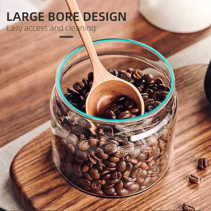 Vacuum Sealed Glass Jar – Coffee Bean & Food Storage Bottle with Silicone Seal for Freshness