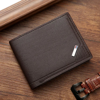 Men’s PU Leather Short Wallet – Slim Foldable Minimalist Wallet for Everyday Use