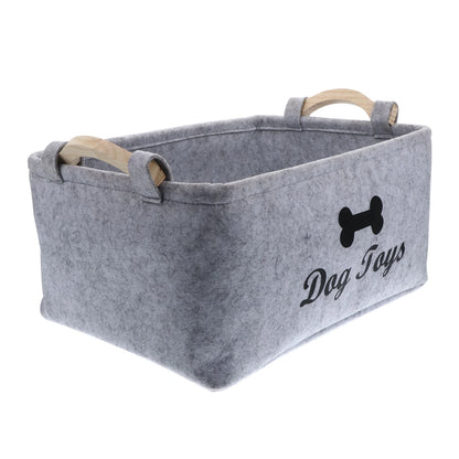 Dog Toy Basket Pet Storage Box – Felt Organizer Bin for Toys and Accessories