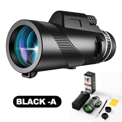80x100 Monocular Telescope with Tripod & Phone Clip – High Magnification Outdoor Camping & Hiking Telescope