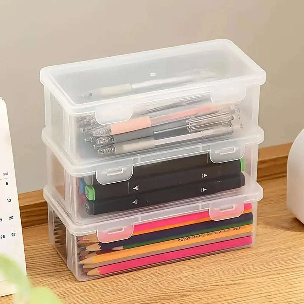 LOLEDE Transparent Pencil Case – Durable Stationery Organizer Box for School & Office Supplies