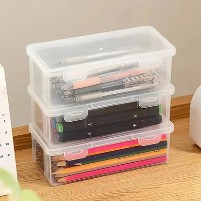 LOLEDE Transparent Pencil Case – Durable Stationery Organizer Box for School & Office Supplies