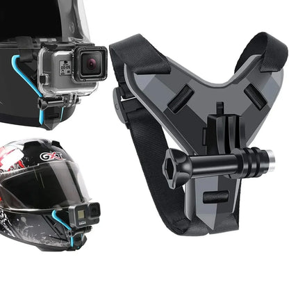 Helmet Strap Mount for GoPro Hero 12/11/10/9/8/7/6/5/4 – Full Face Motorcycle Chin Mount for Action Cameras & Yi Sports Cams