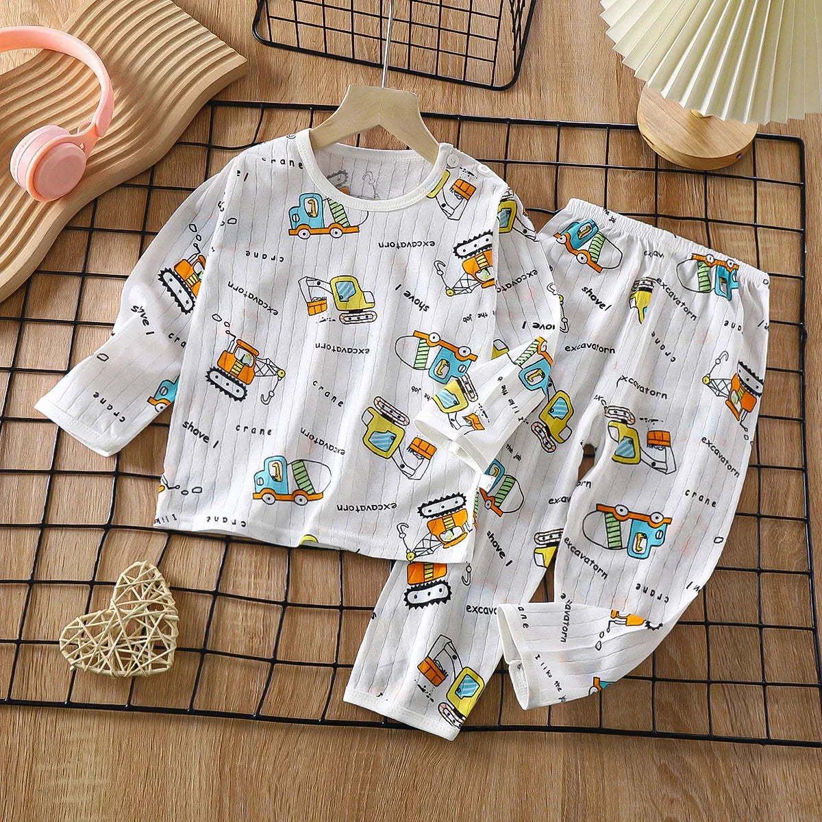 Children's Cotton Pajama Set – Long/Short Sleeve Homewear for Boys and Girls (Autumn/Winter)