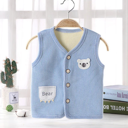 Kids Velvet-Lined Winter Vest – Thicken Warm Waistcoat Jacket for Boys & Girls (9M–7Y)
