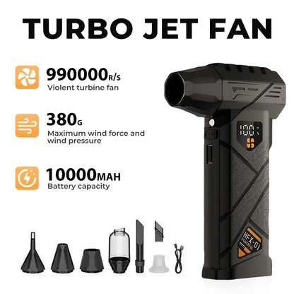 Turbo Air Blower 99WRPM Compressed Air Duster 100-gear speed regulation Blow and Suction Powerful Violent Fan With LED Lighting